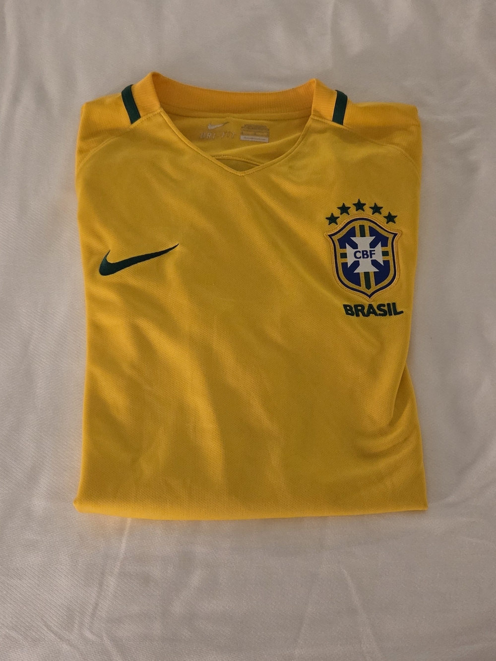 Nike Yellow Brasil Crest Soccer Jersey with Green Accents
